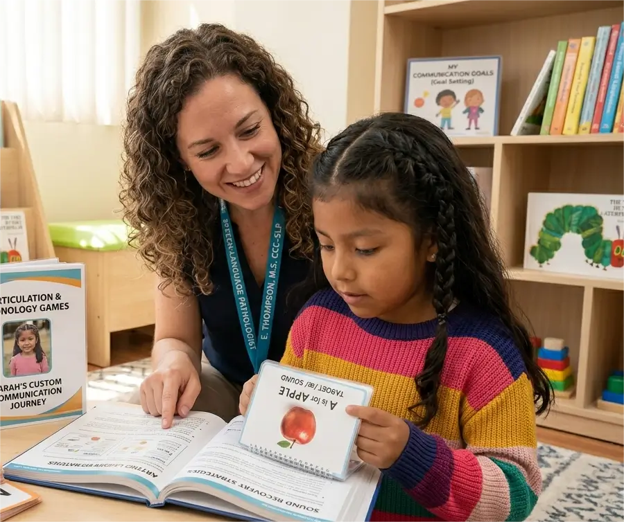 Child learning with therapist
